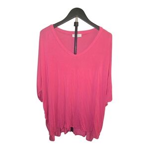 Zenana Outfitters Bright Pink V-Neck Tee